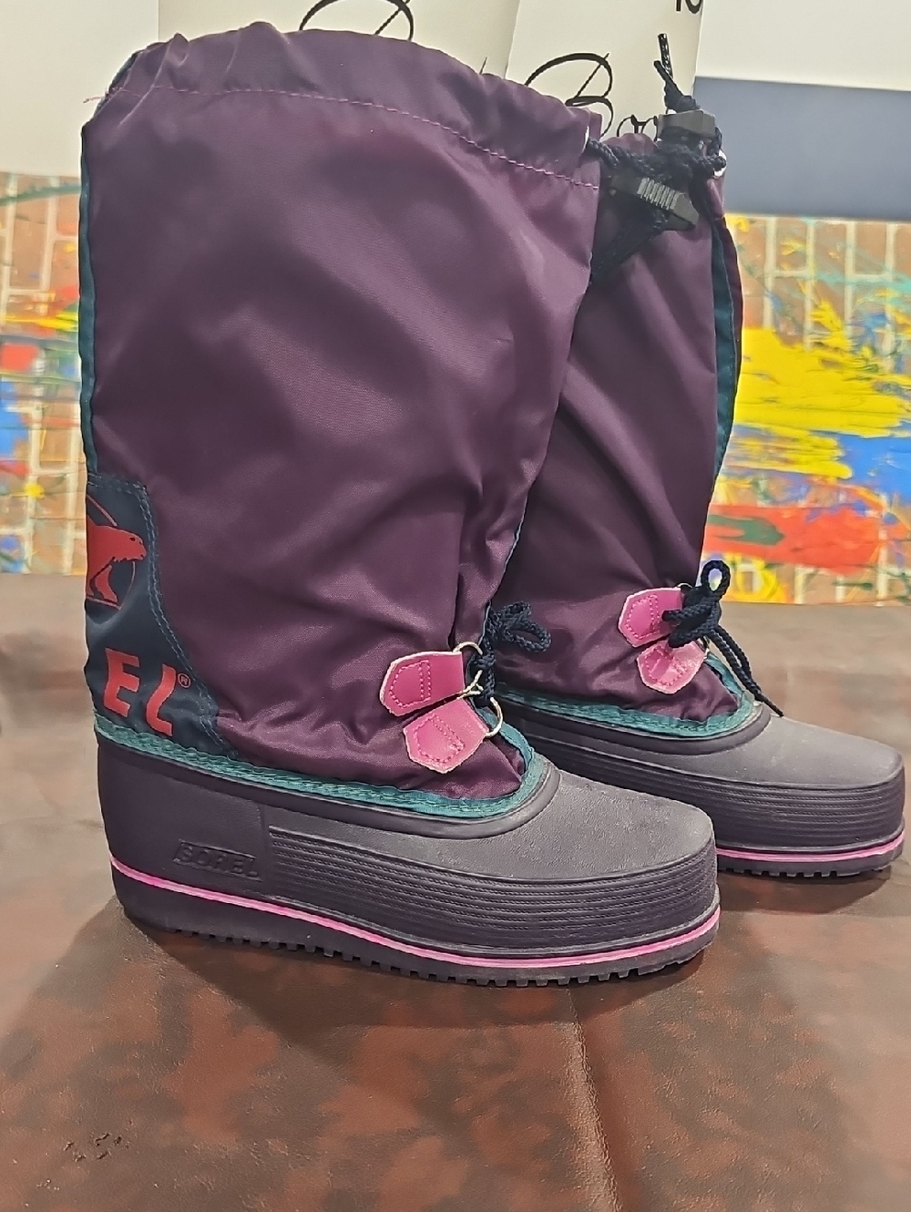 P Purple And Blue Boots New Old Stock No Tags Sz 6 Sorel